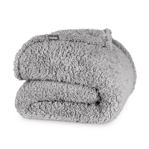 Bare Home Faux Shearling Blanket (Full/Queen, Solid Light Grey) | Blanket for Bed, Sofa, Couch, Camping, Travel, and Gifts, Warm & Lightweight, Fluffy & Soft - color: 04 - Solid Light Grey, size: Full/Queen