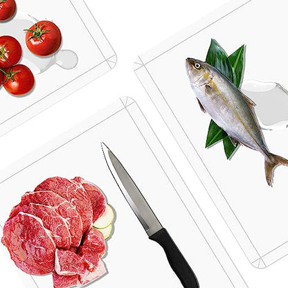 WK Flexible Plastic Cutting Boards Mats with Lip, Foldable Cutting Board for Kitchen Set of 3, Clear Cutting Boards, Nonslip Cutting Mats Sheets, BPA Free, Dishwasher Safe - color: Foldable - Clear - 3