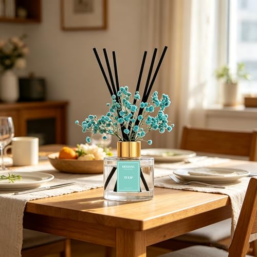 Reed Diffuser Set, Tulip 3.38 fl oz Oil Diffuser Home Fragrance Bathroom Decor - color: Transparency