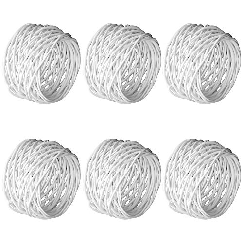 ITOS365 Handmade White Round Mesh Napkin Rings Holder for Dinning Table Parties Everyday, Set of 12 - color: White1
