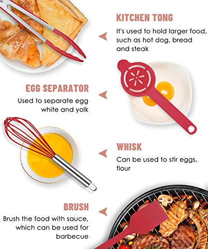 Pranski Kitchen Utensils Set-12 Pieces Silicone Cooking Utensils Set (Dishwasher Safe) 392°F Heat Resistant Spatula Set, Nonstick Cookware | Dishwasher Safe 392°F Heat Resistant Spatula Set Kitchen Utensil Set for Nonstick Cookware,Best Kitchen Tools with