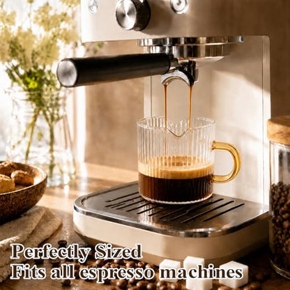 4OZ Glass Espresso Shot Cups Set with Gold Handle, Coffee Bar Accessories | Set of 2, double spouts cup clear milk cup