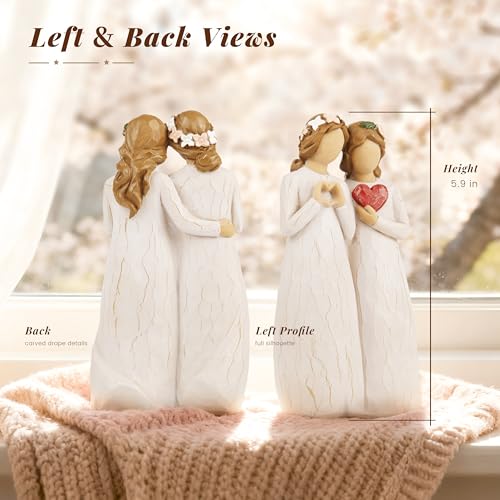 Sister Figurine with Heart, Two Sisters Resin Sculpture as Gift for Sister - style: Standing Heart