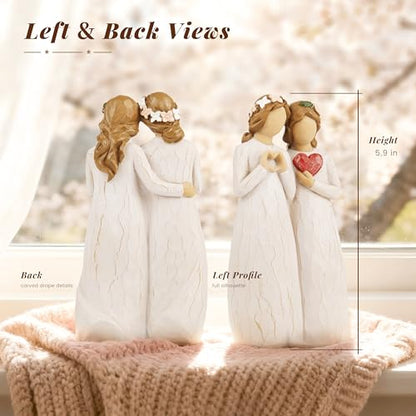 Sister Figurine with Heart, Two Sisters Resin Sculpture as Gift for Sister - style: Standing Heart
