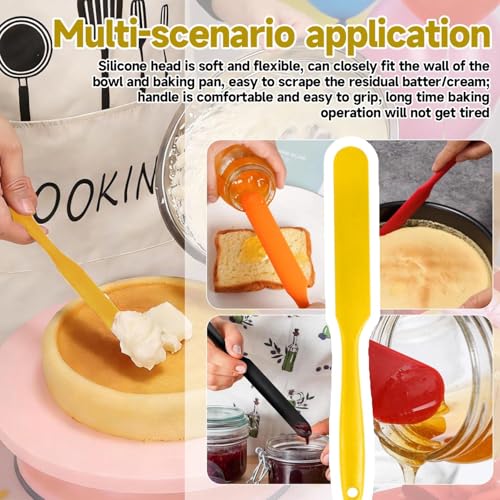 Silicone Jar Spatulas, Cake Cream Spatulas Set, Non-Stick Heat Resistant Mixing Butter Spatulas Baking Scrapers for Jars Blenders Cooking Stirring - color: Yellow, size: 24X2.5X0.5CM