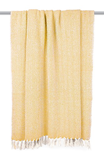DII Chevron Throw Collection Handloomed Cotton, 50x60, Marigold (Pack of 12) - color: Marigold, size: 50x60" (Pack of 12)