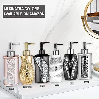 Zahari Home Sinatra Soap Dispenser/Lotion Pump Unique Design Bling Glass Mosaic Décor, Silver - color: Silver