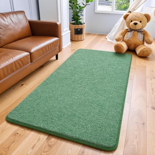 Keeko 2x4 Area Rugs for Living Room,Soft Washable Memory Foam Bedroom Rug | Indoor Throw Rug Low Pile Minimalist Non Slip Carpet for Kids Nursery Classroom Dorm Room Home Decor Green and White - color: Green-white, size: 2' X 4' (Rectangular)