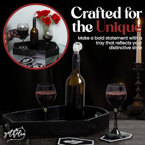 Coffin Tray – Coffin Charcuterie Board, Coffin Tray Spooky Serving Platter for Party, Haunted Table Centerpiece, Wooden Coffin Decor Gothic Haunted House Halloween Decor, Medium (13.7" L x 8.8" W)