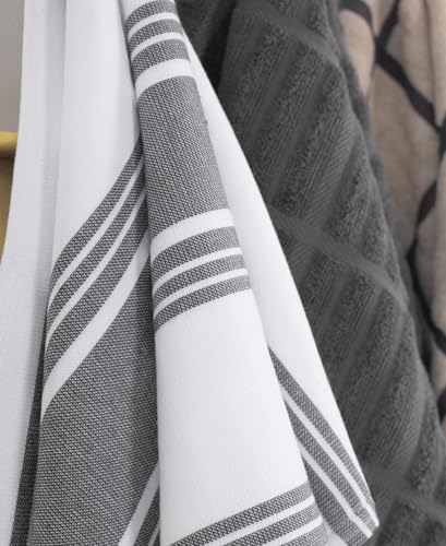 All-Clad Dual-Purpose Kitchen Towels: Highly Absorbent - 100% Cotton, 17"x30" Dish Towels for Cleaning & Drying Dishes & Glassware, 3-Pack, Pewter - color: Pewter