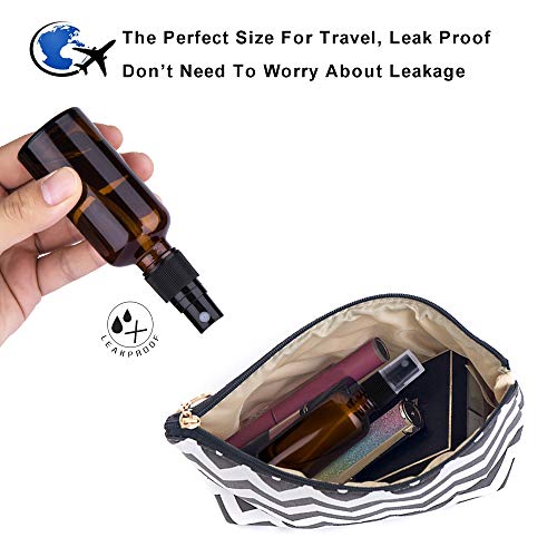 2oz Amber Glass Spray Bottles for Essential Oils, Set of 18 | Mini, Small, Empty, Bulk, Fine Mist, for Facial, Perfume, Room, Cosmetic, Travel, Refillable, Leakproof, UV protection