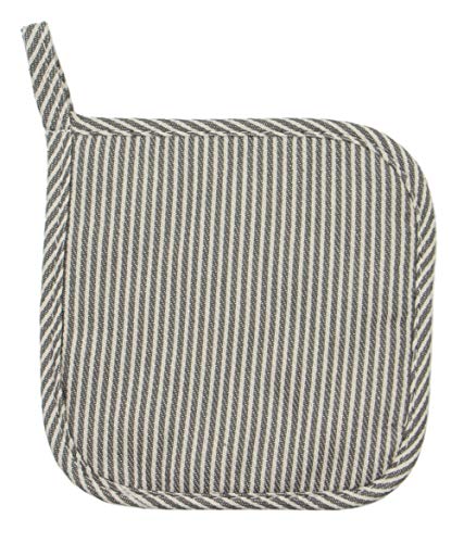Cotton Oven Mitts and Pot Holders Set, Grey Stripes, Set of 3 | Quilted Oven Mitts Heat Resistant, Pot Holders and Oven Mitts For Kitchen