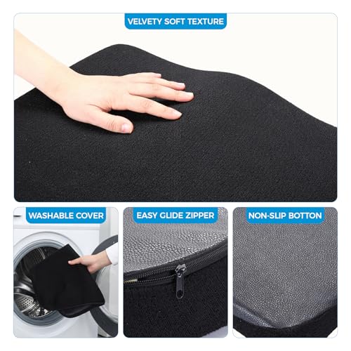 Tsumbay Memory Foam Seat Cushion - XL Size (18.5”x16.5”), Firm Support Coccyx Cushion for Office Chair, Tailbone Pain Relief with Removable Washable Cover & Handle for Car, Wheelchair - size: 18.5”X16.5”X3.14”