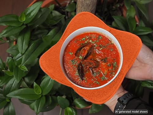 Set 2X Orange 7" sq. x 4" H Microwave Polyester Bowl Cloth Hot Pads Pot - Good Kitchen Accessories Bowl Holder to Protect Hands from Hot Dishes and Heating Soup - Microwave Bowls That Don't Get Hot - color: Color 9