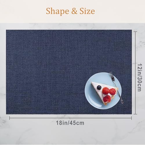 DACHUI Placemats Set of 4, Linen Look Woven Place Mats, Water Resistant, Heat Resistant, Washable, Durable Table Mats (Navy Blue) - color: Navy Blue, size: 4PCS