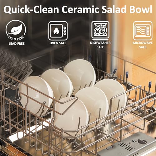 Teocera 6 Inch Ceramic Breakfast Bowls Set of 6, 10 Ounce Small Yogurt Bowls for Salad, Soup, Dessert, Microwave & Dishwasher Safe - White - color: White, size: 10 Ounce