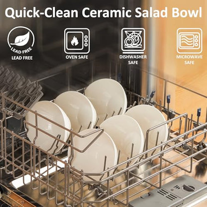 Teocera 6 Inch Ceramic Breakfast Bowls Set of 6, 10 Ounce Small Yogurt Bowls for Salad, Soup, Dessert, Microwave & Dishwasher Safe - White - color: White, size: 10 Ounce