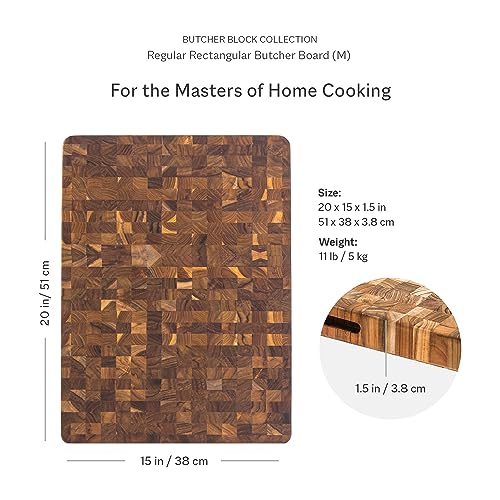 Teakhaus Butcher Block Cutting Board - Large Wooden Cutting Board - Holiday Gift Ideas for Men and Women - Gift-Ready End Grain Wood, Knife Friendly - FSC Certified - color: Without Juice Groove, size: Large (20 inch x 15 inch x 1.5 inch)