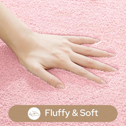 HOMEIDEAS Upgraded Bathroom Rugs Set 3 Piece, Ultra Soft Memory Foam Bath Mats, Super Absorbent Non Slip Washable U-Shaped Toilet Bath Rug (Light Pink, 17"x24"+20"x32"+U-Shaped 20"x24") - color: Light Pink