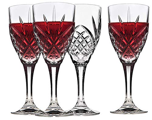 Godinger Dublin Wine Glasses, Stemmed Wine Glass Goblets, Stemmed Drinking Glasses, Glass Cups, Barware & Drinkware, 10oz Set of 4