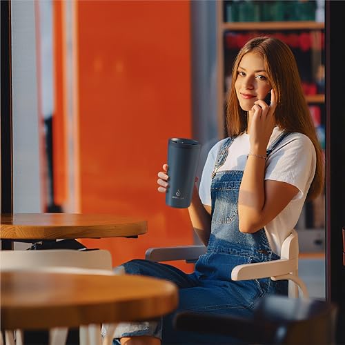 Ideus 17 oz Travel Coffee Mug, Double Wall Vacuum Stainless Steel Insulated Coffee Tumbler With Lid, Splash-Proof & Cup Holder Friendly, Keeps Drinks Hot/Cold, Dishwasher Safe, Navy - color: Midnight Blue
