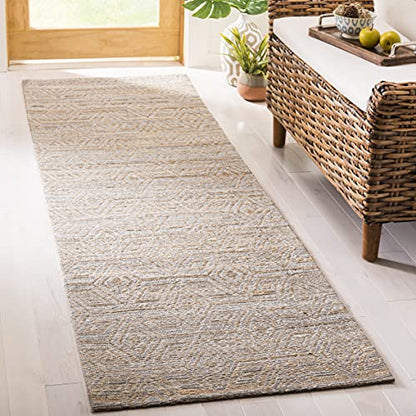 SAFAVIEH Cape Cod Collection Runner Rug - 2'3" x 8', Grey & Sand, Handmade Flat Weave Jute, Ideal for High Traffic Areas in Living Room, Bedroom (CAP412A) - size: 2'3" x 8' (Runner)