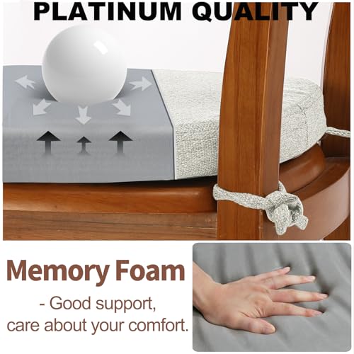SINOSSO 1 Pack Memory Foam Chair Cushions for Dining Chair, Friendly Woven Fabric 16" U-Shape Comfortable Kitchen Chair Pad, Removable Slip Resistant Seat Cushion (1 Piece, Beige-Gray) - color: Beige-gray