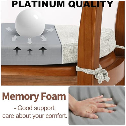 SINOSSO 1 Pack Memory Foam Chair Cushions for Dining Chair, Friendly Woven Fabric 16" U-Shape Comfortable Kitchen Chair Pad, Removable Slip Resistant Seat Cushion (1 Piece, Beige-Gray) - color: Beige-gray
