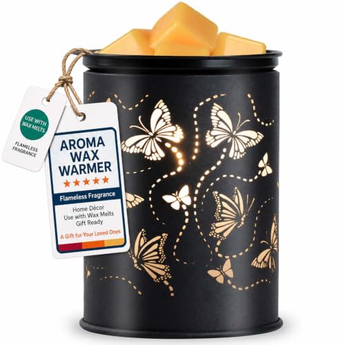 Metal Wax Melt Warmer Electric Candle Fragrance Burner | Oil Burner 2 in 1，Gifts for Women，Mother's Day，for Home Office Bedroom，Butterfly Decorations - style: butterfly