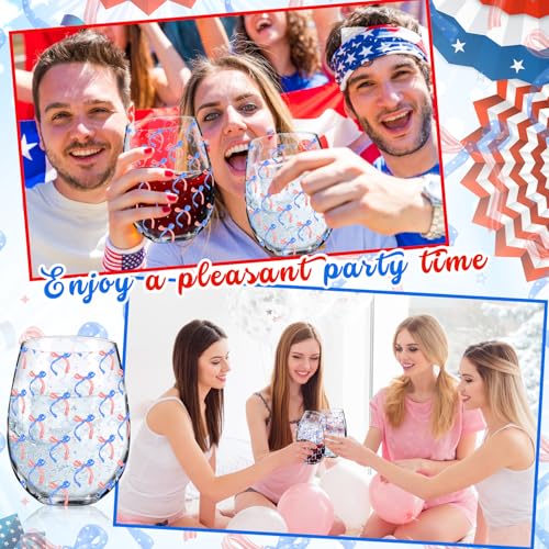 Sliner 2 Pack 250th Anniversary Stemless Wine Glasses 17oz Patriotic Drinking Glasses Independence Day Tumbler Cups for 4th of July Party Supplies Memorial Day Gift Decorations - style: Patriotic