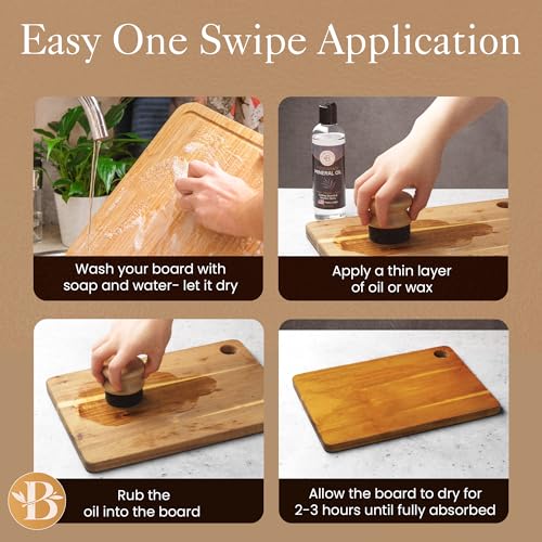 Cutting Board Oil Applicator Brush - Bamboo Wood Oil Brush for Applying Mineral Oil, Wax, Conditioner & Butcher Block Oil on Cutting Boards, Bamboo Boards, Wooden Utensils, Kitchen Maintenance Tool - color: Bamboo