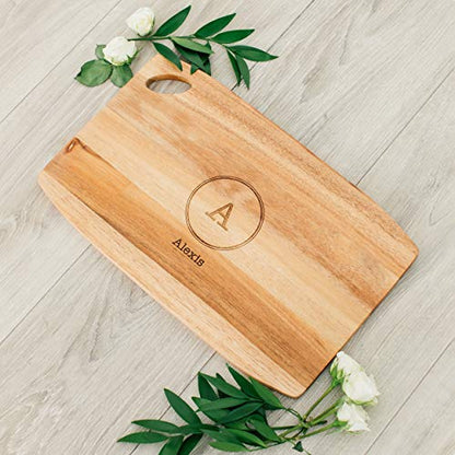 Weddingstar Personalized Wooden Rounded Rectangle Cutting Board or Serving Board 16" x 10" - Circle Monogram Etching - color: Circle Monogram, size: 16"L x 10"W