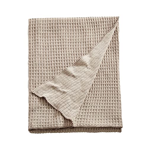 Cotton Waffle Weave Throw Blanket Soft Cozy Waffle Knitted Bed Throws for All Season, Lightweight Reversible Throw Blankets for Sofa Couch Bed (Beige,63"x51") - color: Beige
