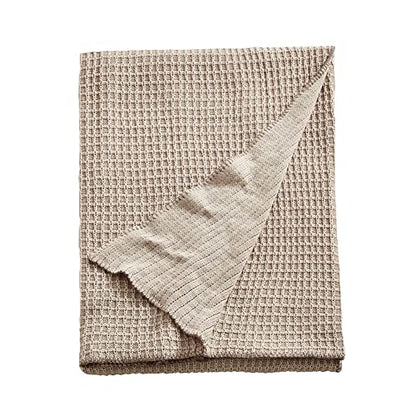 Cotton Waffle Weave Throw Blanket Soft Cozy Waffle Knitted Bed Throws for All Season, Lightweight Reversible Throw Blankets for Sofa Couch Bed (Beige,63"x51") - color: Beige