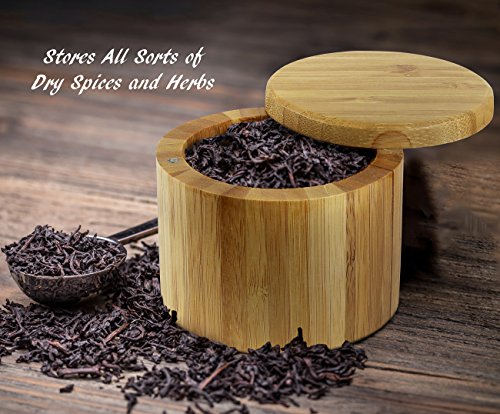 Estilo Premium Bamboo Salt and Pepper Bowls, Wooden Spice Containers with Magnetic Swivel Lids, Perfect for Salt, Spice, Sugar, Pepper Brown - style: 1-Pack