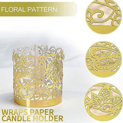 48PCS Votive Candles Holders Wraps, Gold Tea Light Candle Fairy | Home Decoration(no Bottom) - color: Gold