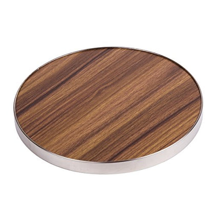 7 Inch Round Trivet Acacia Wood and Stainless Steel Frame | Heat-Resistant, Multi-Purpose Hot Pad, For Pots Pans and Dishes, Elegant Table Protector, Durable and Stylish