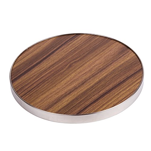7 Inch Round Trivet Acacia Wood and Stainless Steel Frame | Heat-Resistant, Multi-Purpose Hot Pad, For Pots Pans and Dishes, Elegant Table Protector, Durable and Stylish