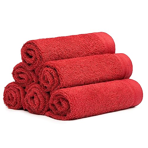 100% Cotton Washcloths Set 13” x 13” | Burgundy Towels | Set of 6 Ultra Soft and Highly Absorbent Washcloths Sets for Bathroom, Gym, Hotel, Spa | Machine Washable Face Towel - color: Burgundy, size: 6 Pcs 13" x 13"