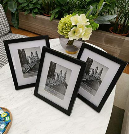 Meetart 8x10inch Black Photo Frames mat to 5x7inch, Pack of 3 Piece, In Plastic Glass, MDF Wood Material Table Top Stand And Wall hanger Vertical and Horizontal.(8x10) H - size: 8x10 3 Pack