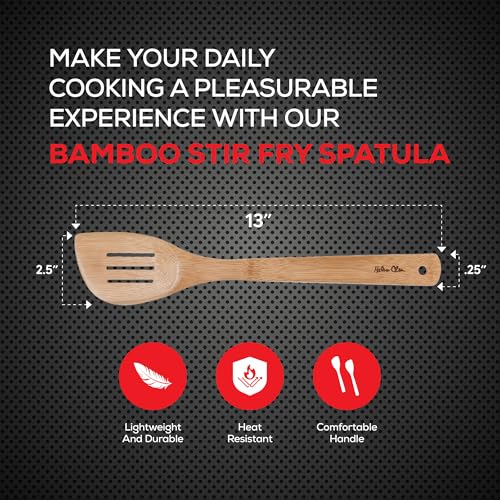 Helen’s Asian Kitchen Slotted Spatula, Natural Bamboo, 13-Inch - size: 13-Inch, Slotted Spatula