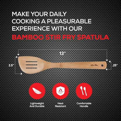 Helen’s Asian Kitchen Slotted Spatula, Natural Bamboo, 13-Inch - size: 13-Inch, Slotted Spatula