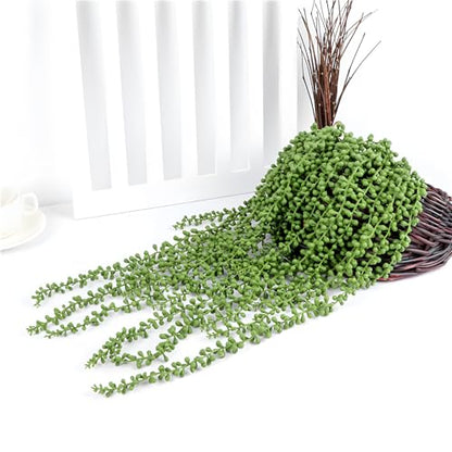 6pcs Fake Hanging Succulents Plants,Faux String of Pearls Plant | Artificial Greenery Decoration for Wall, Diy Filler,Backdrop, Garden, Indoor and Outdoor