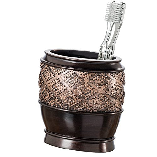 Creative Scents Dublin Brown Countertop Toothbrush Holders for Bathrooms - Decorative Tooth Brush Holder for Bathroom - Toothbrush Organizer for Regular or Electric Toothbrushes and Toothpaste - style: Toothbrush Holder
