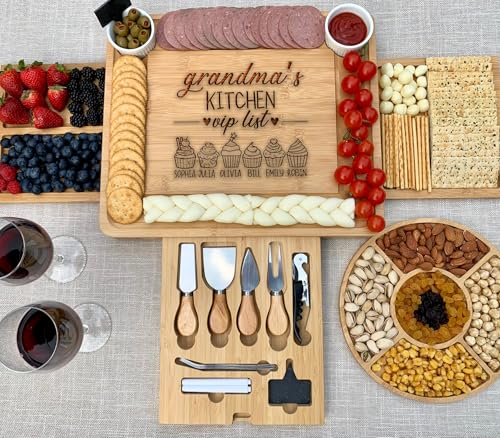 Custom Cheese & Charcuterie Board Gift – Engraved Bamboo Serving Board – Perfect Thanksgiving, Christmas, Wedding & Bridal Shower Gift - color: Design #38