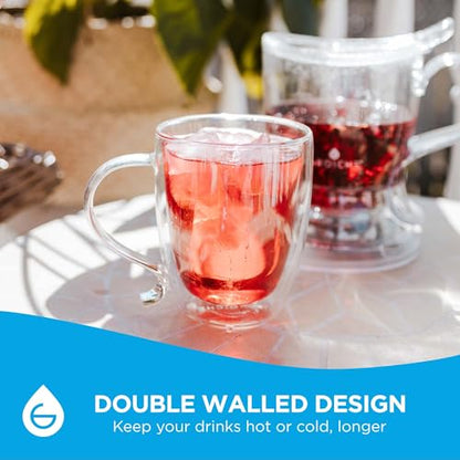 GROSCHE Cyprus Double Wall Glass Mug For Coffee, Tea And Cold Drinks, 16 Oz | Floating Drink Effect Adds Modern Style, While The Lightweight, Dishwasher-Safe Design Makes Daily Handling And Cleanup Easy.