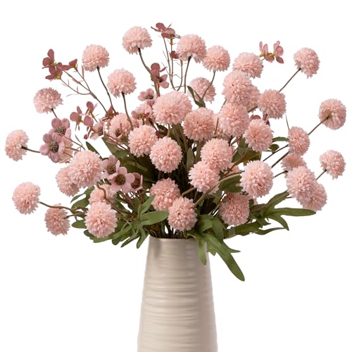 8PCS Pink Fake Flowers Artificial Chrysanthemum Faux Mums Matching 2PCS Rose Red Daisy Faux Flowers for Vase Fall Long Stems Flower Silk Flower for Home Decor Wedding Decor (20.5In,No Vase) - color: Pink+daisy
