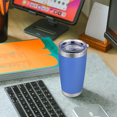 20 oz Tumbler Stainless Steel Tumblers Bulk with Lid Double Wall Insulated Coffee Tumbler Cups for Hot & Cold Drinks Powder Coated Travel Coffee Tumbler Mug Metal (Azure, 6 pack) - color: Azure, size: 20 ounces (6 pack)