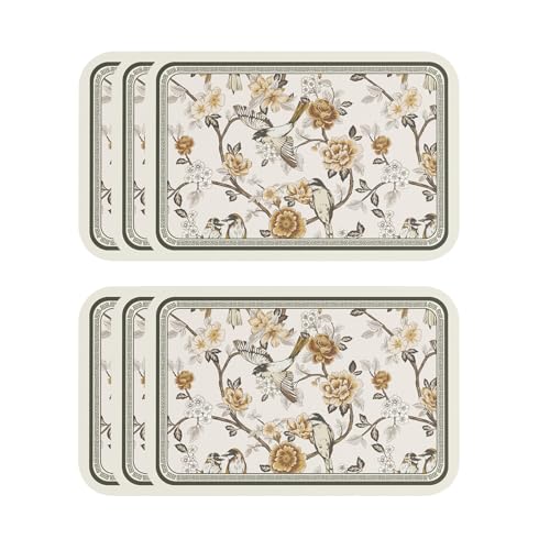 Vinyl Waterproof Placemats Set of 6 Rectangular,12"*17"-Murad A | Wipeable Beautiful Print Place Mats,Stain Resistant,Heat Resistant,Everyday Meals,Kitchen,Dinning,Holiday,Decor - color: Murad a