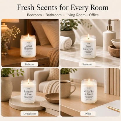 Scented Candles Gift Set, 6 Pack Clean Living Scented Candles | 7 oz Soy Candles for Home, Fresh Botanical Fragrances, Up to 300 Hours, Candle Gifts for Women, Mom, Housewarming - color: Clean Living Candles Collection